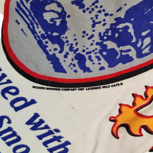 VINTAGE DS COORS T-SHIRT L FRONT AND BACK AOP - BEER LOGO SCRIPT - 1992 90'S - Picture 9 of 11